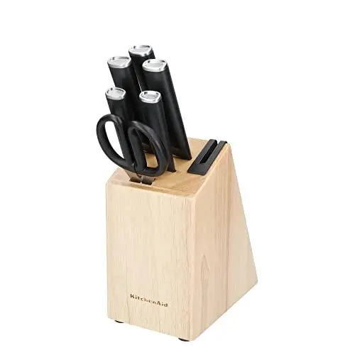 Produktbild: KitchenAid 6-teiliges Messerset mit Block, Stainless Steel, Schwarz
