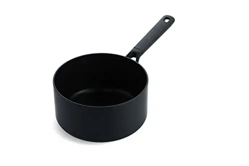 Produktbild: KitchenAid Classic Forged Stielkasserolle (16cm/1,5L), Hart Anodisiert, PFAS-Freie Gesunde Keramische Antihaftbeschichtung, Induktionsgeeigent, Backofengeeignet, Spülmaschinengeeignet, Schwarz