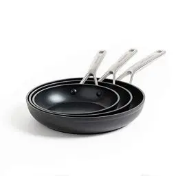 Produktbild: KitchenAid Forged Bratpfannen-Set 20cm, 24cm und 28cm, Hart Anodisiert, PFAS-freie keramische Antihaftbeschichtung, Induktionsgeeigent ,Ofen- und spülmaschinenfest, Muttertagsgeschenk, Schwarz