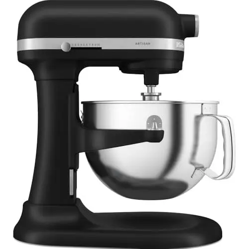 Produktbild: KitchenAid Küchenmaschine - Artisan - Multifunktionaler Küchenroboter mit Schüsselheber - Mit 5 Zubehörteilen - 5,6L - Matt schwarz
