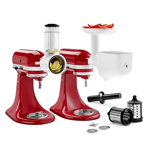 Produktbild: KitchenAid Zubehör Fleischwolf, Gemüse- oder Obst Pürieraufsatz und Multifunktionsreibe - 5KSM2FPPC - Fleisch- und Gemüseschneider für Küchenmaschine