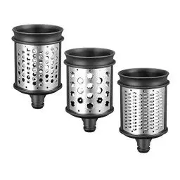 Produktbild: KitchenAid Zubehör Raspeltrommeln - 5KSMEMVSC - Ergänzungsset mit 3 Reisetrommeln für Gemüse, Käse und mehr - Schneller Schneider - Edelstahl