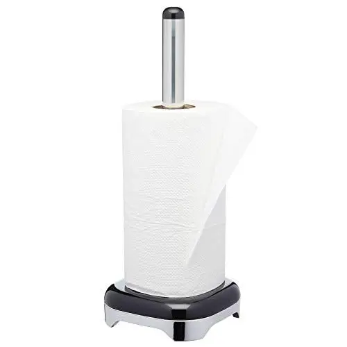 Produktbild: KitchenCraft Lovello Küchenrollenhalter, Freistehender Zewa Rollenhalter, Zewarollenhalter aus hochwertigem Aluminium, Abroller Küchenrolle und Papierrollenhalter aus Metall, Schwarz, 35 x 14 cm