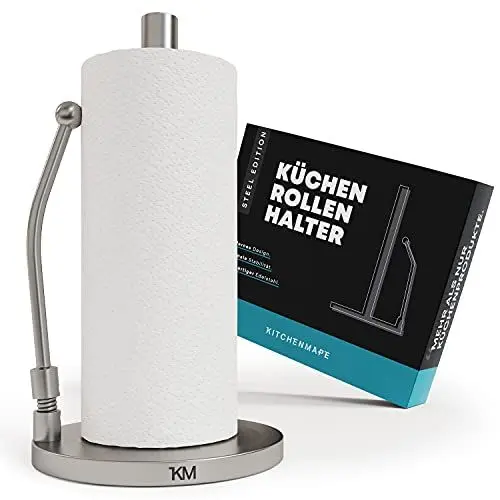 Produktbild: KITCHENMAPE Küchenrollenhalter aus Edelstahl (stehend) - Stabiler und langlebiger Papierrollenhalter - ideal zum Kochen - Zewa Rollenhalter mit modernem und schlichtem Look - perfekt für Deine Küche