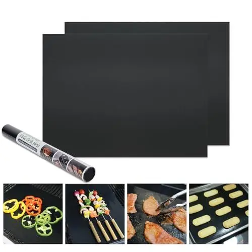 Produktbild: KITCHENRAKU KR Universal teflon ofen herdmatte 32X50cm, Antihaft- Backofeneinlagen für den Boden des Backofens, Wohnaccessoires & Küchenzubehör, Passend für die meisten Öfen und Herde(Schwarz 2 stück)