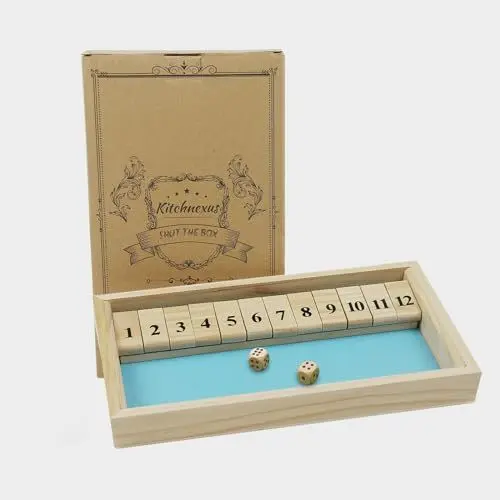 Produktbild: Kitchnexus Deluxe 2-Spieler Shut The Box Würfelspiel Holz Tisch Spiel Klassisch Würfelspiel Board Spielzeug (Blau)