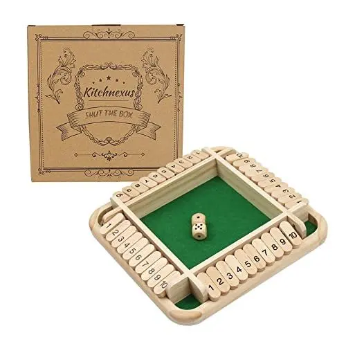 Produktbild: Kitchnexus Shut The Box Klassisch Würfelspiel Tisch Spiel Board Spielzeug Party Brettspiele für 2-4 Spieler