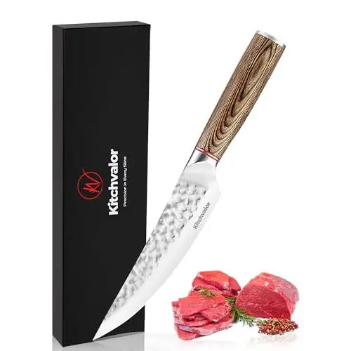 Produktbild: Kitchvalor Chefmesser 6 Zoll scharfes Küchenmesser mit hohem Kohlenstoffgehalt aus deutschem Edelstahl Kochmesser Hackmesser Küchenmesser mit ergonomischem Griff Geschenkbox (Utility knife)
