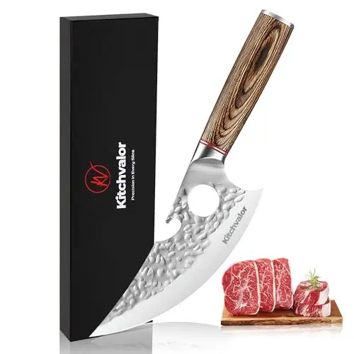 Produktbild: Kitchvalor Chefmesser 6 Zoll scharfes Küchenmesser mit hohem Kohlenstoffgehalt aus deutschem Edelstahl Kochmesser Hackmesser Küchenmesser mit ergonomischem Griff Geschenkbox (Viking Knife)