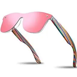 Produktbild: KITHDIA Holz Sonnenbrillen Herren und Damen Polarisierte Sonnenbrille mit Holzbügeln/UV400-Schutz