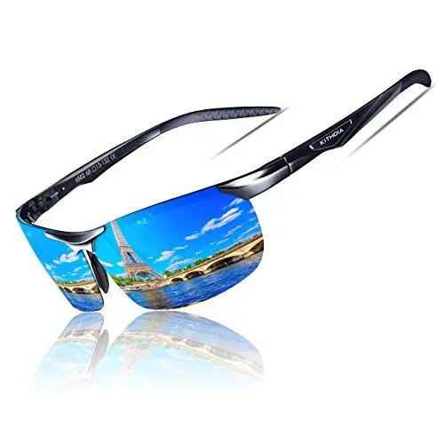 Produktbild: KITHDIA Sonnenbrille Herren Polarisierte Sportbrille Fahrerbrille Al-Mg Metall Rechteckig Rahme Cat3 CE S6502