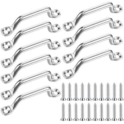 Produktbild: KITRDOOR Augplatte, 10 Stück Edelstahl Ösen Halterung Boot Top Pad Eye Deck Loop Augenband-Deckring Kajak Pad Marine Hardware Decksplatte Befestigungshaken Kit mit 20 Schrauben für Kajak Kanu Rigging