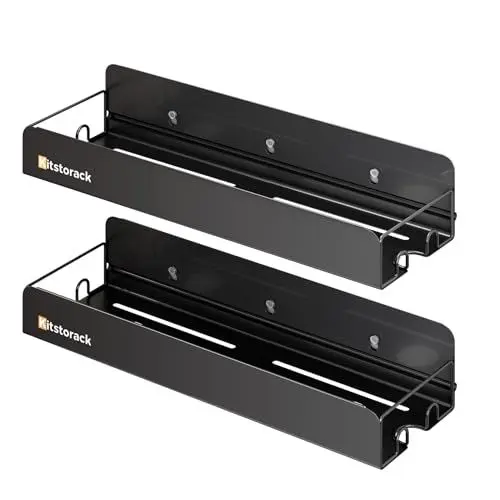 Produktbild: Kitstorack Duschablage Ohne Bohren, 2 Stück Rostfreie Duschregal Organizer mit Haken, 40cm Badezimmer Regal mit großer Kapazität, Shampoo Halterung für Dusche Duschkorb für Bad und Küche