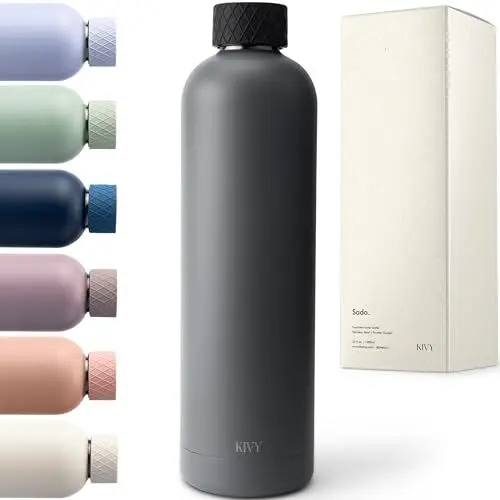 Produktbild: KIVY Isolierte Trinkflasche 1l Edelstahl, 500ml - Auslaufsichere Thermosflasche - Kohlensäure Geeignet - Wasserflasche - Thermo Flasche