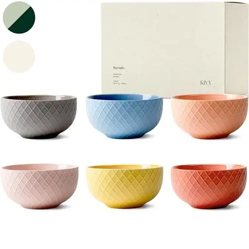 Produktbild: KIVY Müslischalen Keramik - 6 x 850ml - Große Bowls für Müsli & Suppen - Suppenschüssel - Bowl Schüssel Groß - Müslischüsseln - Suppenschalen Set - Schalen Set - Müsli Schüssel Keramik