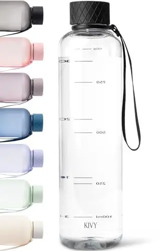 Produktbild: KIVY Tritan Trinkflasche 1l - Auslaufsichere Trinkflasche Kohlensäure geeignet - Sport Wasserflasche 1l Trinkflasche 1 liter Trinkflasche - Aesthetic Trinkflasche aesthetic - Spülmaschinenfest
