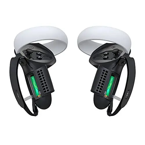 Produktbild: KIWI design Controller Griffabdeckung Kompatibel mit Quest 2 Zubehör, mit Batterieöffnungsschutz und Handgelenkschlaufen (Schwarz)