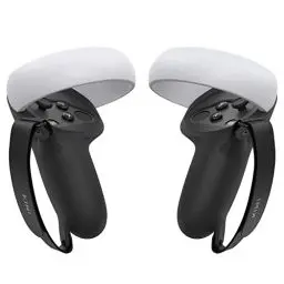 Produktbild: KIWI design Controller Grips Cover mit Verstellbarem Handschlaufe, Griffabdeckung Kompatibel mit Quest 2 Zubehör(Schwarz, 1 Paar)