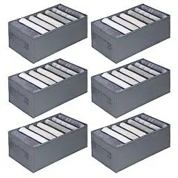 Produktbild: kiximay 6 er Set Schubladen Organizer Schrank Kleiderschrank Aufbewahrungsbox - Wickeltisch Schubladen Ordnungssystem für Garderobe Schlafzimmer für Kleidung, Kinderkleidung, Socken, Unterwäsche