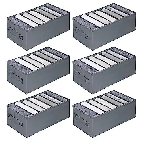 Produktbild: kiximay 6 er Set Schubladen Organizer Schrank Kleiderschrank Aufbewahrungsbox - Wickeltisch Schubladen Ordnungssystem für Garderobe Schlafzimmer für Kleidung, Kinderkleidung, Socken, Unterwäsche