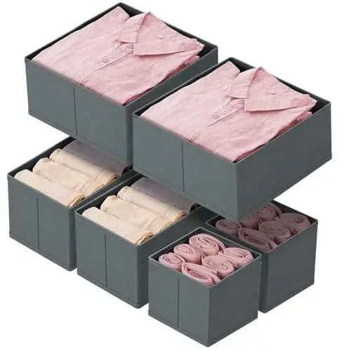 Produktbild: kiximay 6er Set Schubladen Organizer für Malm Pax Kleiderschrank Schrank Aufbewahrungsbox - Faltbare Stoff Schubladen Ordnungssystem für Garderobe Schlafzimmer, Babykleidung, Socken, Unterwäsche