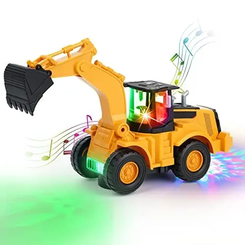 Produktbild: Kizeefun Bagger Spielzeug, Ferngesteuerter Fahrend mit Sound und Licht, Baustellenfahrzeuge, EIN Auto Kinderspielzeug Bagger Mehreren Musikstücken für Kinder 3 4 5 6 7 Jahren