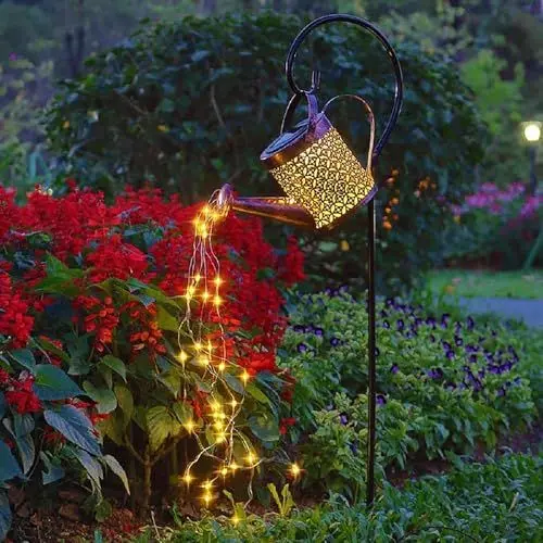 Produktbild: Kizozo Solar Gießkanne mit Lichterkette Außen 60LED Lichter, Solarlampen für Außen, Solarlampen Garten IP65 wasserdicht, Solarleuchten für außen, Solar Gartenleuchten, Gartendeko für draußen, warmweiß