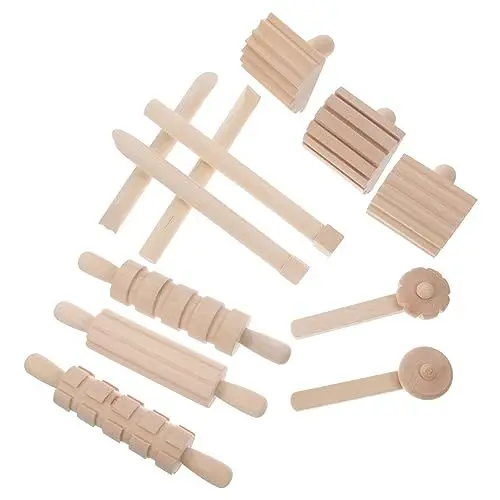Produktbild: KJHBV 1 Set Knetmassen-Werkzeuge, Modelliermassen-Werkzeug, DIY-Kits für Keramik, Spielteig-Werkzeuge, Töpferei, Tonformbedarf, Stempel, Tonwerkzeug, Holzmaurer-Nudelholz