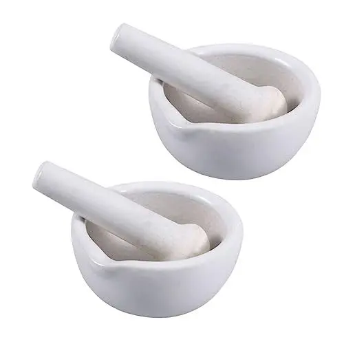 Produktbild: KJHBV 2 Sätze Mörser Kleiner Behälter Heimwerkzeuge Handmixer Brecher Knoblauch Keramik Porzellan Mahlschüssel Mahlschüssel Mit Stampfstab Topf Zerkleinerungswerkzeuge