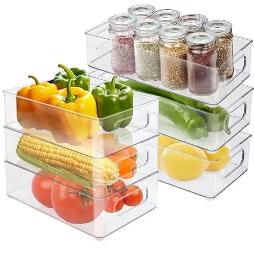 Produktbild: KJIXYUNG Kühlschrank Organizer Set, Durchsichtig Aufbewahrungsbox Organizer Stapelbar, Organizer-Boxen für Kühlschrank, Schrank, Speisekammer, Snacks, Dosen, Küche - BPA-frei