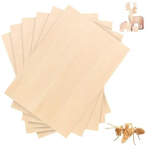 Produktbild: KJLEEN 6 Stück Sperrholzplatte Sperrholz 2mm A4 Holzplatten Zum Basteln 300x210x2mm Bastelholz Balsaholz Plywood Für Lasergravur Von Holz, Modellen, Brandmalerei Und Anderem Kunsthandwerk