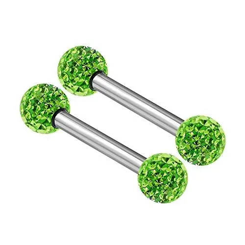 Produktbild: KJM FASHION 2 STK Stahl Barbell Ohrring 1,2mm 16g 8 mm 5/16 3mm Peridot Ferido Kristall Kugel Eyebrow Daith Tragus Ohrringe Piercing Schmuck 2143