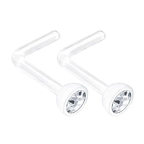 Produktbild: KJM FASHION 2 STK Flexibles Acryl Nasenringe 0,8mm 20gauge 5mm 2.5mm Klar Kristallkugel Ohrringe Piercing Schmuck 1907