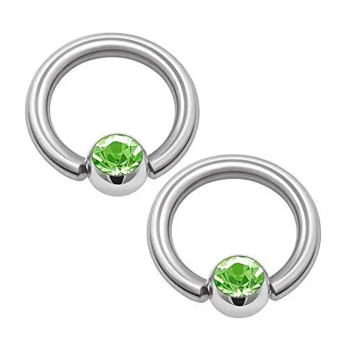 Produktbild: KJM FASHION 2 STK Chirurgischer 316-l-stahl Ball Closure Ring 1,6mm 14g 8mm 4mm Peridot Kristallkugel Tragus Septum Cartilage Nose Piercing Schmuck 1356