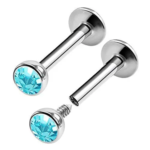 Produktbild: KJM FASHION 2 Stk Edelstahl Monroe Labret 1,2mm 16 Gauge 8mm 5/16 Tragus Monroe Marilyn Monroe Ohrringe Vertical Labret Piercing Schmuck 0284