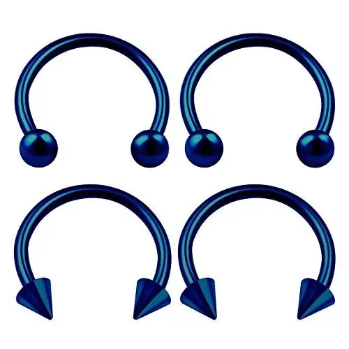 Produktbild: KJM FASHION 4 STK Eloxiert Hufeisen Ohr 1.2 mm 16gauge 3mm Kugel Und Kegel Tragus Cartilage Daith Lip Ohrringe Nose Piercing Schmuck 0410