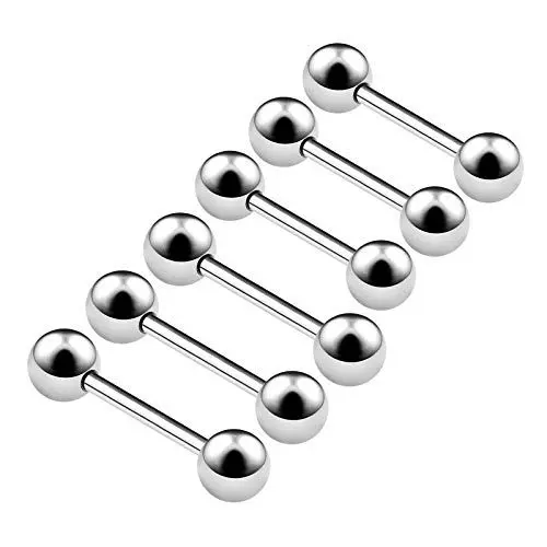 Produktbild: KJM FASHION 6 Stk Chirurgenstahl Ohrstecker Hantel 0,8mm 20gauge 8mm 5/16 10mm 3/8 3mm Kugel Daith Cartilage Tragus Daith Ohrringe Eyebrow Piercing Schmuck 4597