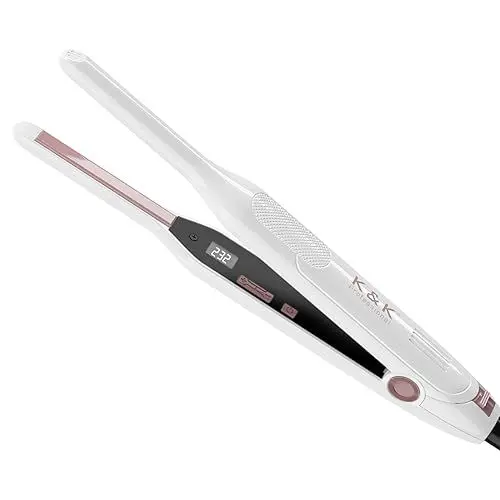Produktbild: K&K Mini Glätteisen Für Kurze Haare, 2 in 1 Mini Lockenwickler Aus Keramik, Schwimmplatte mit Turmalin-Keramikbeschichtung Kleiner Haarglätter, 50-232°C 15S Schnelle Erwärmung, Duale Spannung