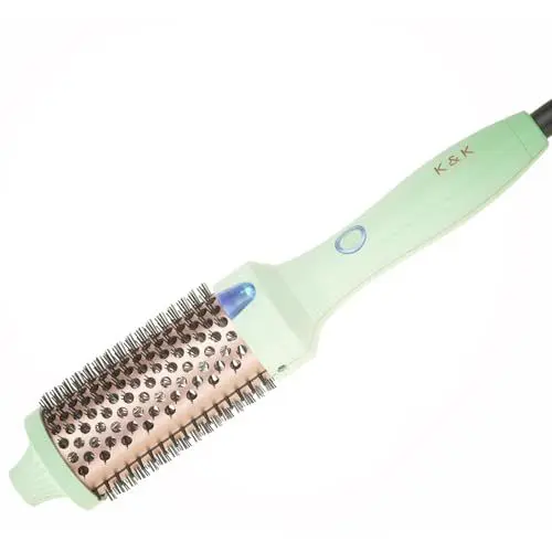 Produktbild: K&K Thermobürste, 45 mm Beheizte Rundbürste, Professioneller Beheizter Lockenwickler Keramik Turmalin Ionisch Lockenstab, Hot Styling Volumenbürste, Heißhaarbürste, Dual Spannung