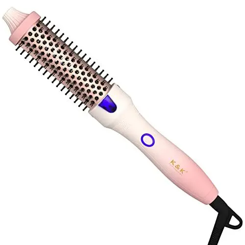 Produktbild: K&K Thermobürste Keratin Thermal Brush Protect Beheiztes Fass Heiße Haarbürste, Ionisch Glatt Scheinen Volumen Kamm, Haarglätter Lockenwickler Styling Tool, Dual Spannung, 32 mm (Rosa, 32mm)