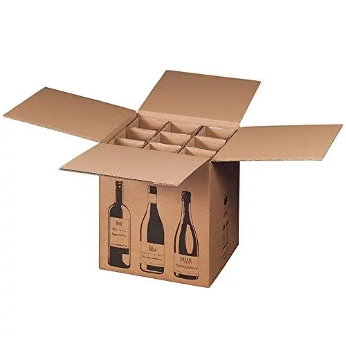 Produktbild: KK Verpackungen® Flaschenversandkarton | 5 Stück, Weinkarton für 9 Weinflaschen | Von DHL & UPS PTZ-zertifizierter Weinversandkarton