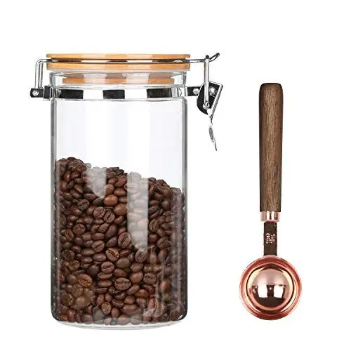 Produktbild: KKC vorratsgläser mit deckel, luftdicht vorratsglas, Verdickt Borosilikatglas vorratsdosen glas für Spaghetti müsli aufbewahrung, 1200ML mit Löffel