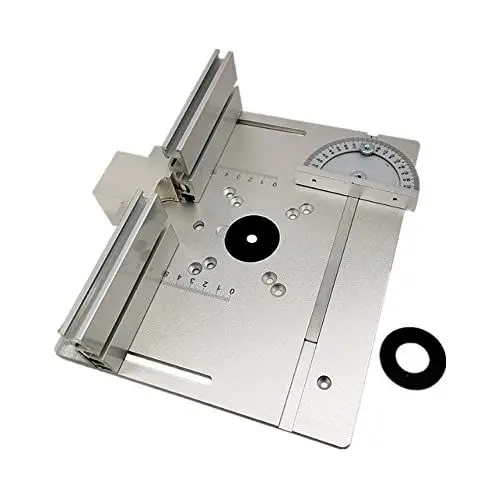 Produktbild: KKnoon Set mit 3 Frästisch-Einlegeplatten, Aluminiumlegierung, Holzfräsen, Flip-Board, Schneidemaschine, Gravur-Hilfswerkzeug mit Gehrungslehre, Tischsäge, Holzbearbeitungsbänken（Silber）