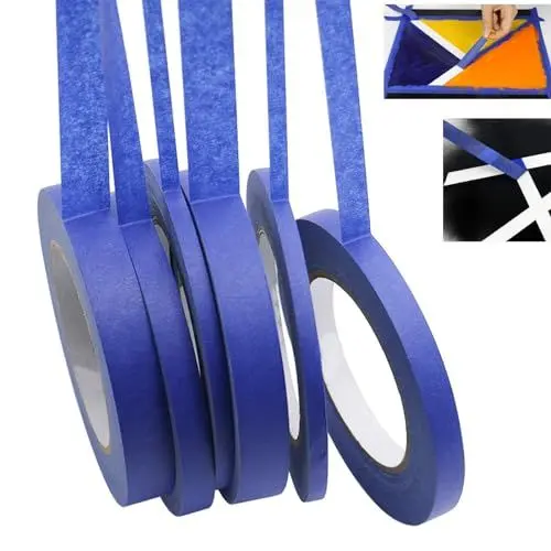 Produktbild: KkvoGmle 6 Rollen Blau Malerkrepp, 3/7/12mm Maler Klebebänder Fineline Tape Masking Tape Band für Malerarbeiten, Auto, Schule, Büro, Heimwerkerprojekte