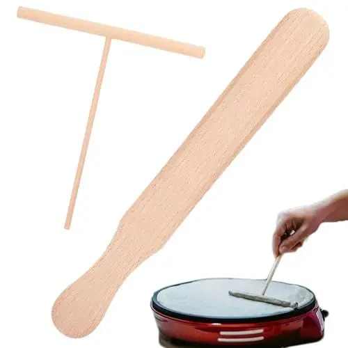 Produktbild: Crepes Verteiler, 2 Stück Buchenholz Spatel & Crepes Wender Tförmigen Holz Crepe Spreader für das Zubereiten und Wenden von Crepes Küchenhelfer Restaurant Zuhause