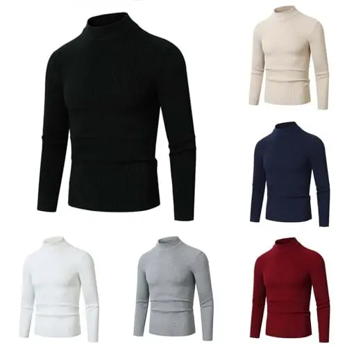 Produktbild: KKvoPiQ Dirndl Schmuck Rot Casual Stehkragen Langarm Urlaub Outdoor Strickwolle Pullover Top Herren down (#A-Beige, M)
