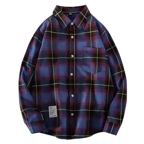 Produktbild: KKvoPiQ Herren Hemd & Kariert Hemd Herren Langarm Koreanische Version des Trends Der Schönen Bluse Freizeithemd Hemd Herren Batik (Purple, L)