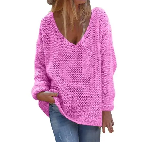 Produktbild: KKvoPiQ Langarmshirt V Ausschnitt Damen Große Größen Wollpullover Mit Rollkragen Long Sleeved Knit Tops for Women Sweatpullover Damen Oversize Ohne Kapuze Pulli Elegant - Sexy T-Shirt Lang Leicht