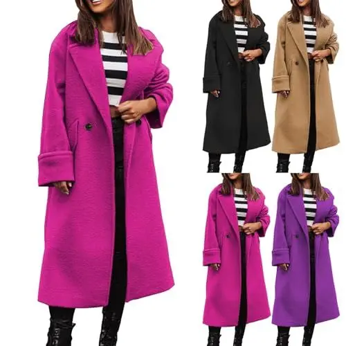 Produktbild: KKvoPiQ Schwarzer Mantel Damen Winter Fuzzy Jacket Loose Fitting Warm Winter Outwear Fashion Lapel Jacket Coats (Black, M)
