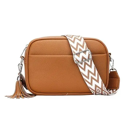 Produktbild: KKXIU Umhängetasche Damen klein Crossbody Bag Handytasche zum Umhängen, Moderne Handtasche Taschen mit Verstellbar Breitem Schultergurt, Tasche Damen Tägliches Arbeiten, Einkaufen, Reisen (Braun)